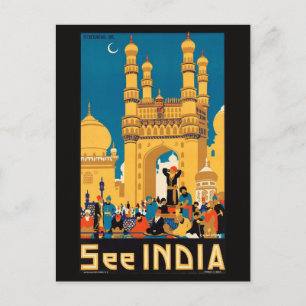 Carte postale de l'affiche de voyage en Inde