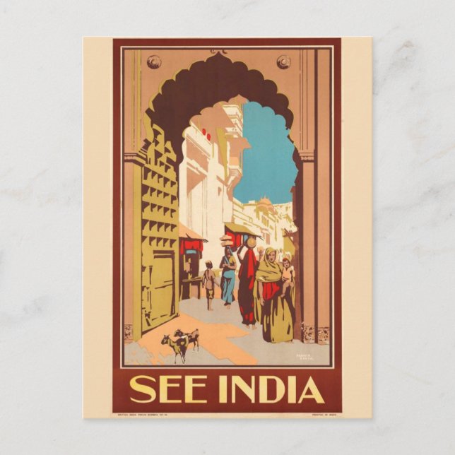 Carte postale de l'affiche de voyage en Inde (Devant)