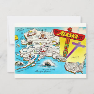 Carte postale de l'Alaska et des États-Unis