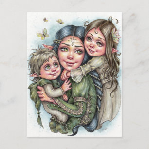 Carte postale de l'amour maternel elfe Famille Con