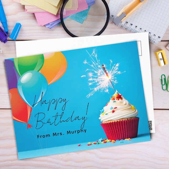 Carte Postale De l'Anniversaire de enfant de l'enseignant (Créateur téléchargé)