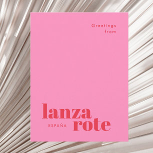 Carte postale de Lanzarote Espagne typographie mod