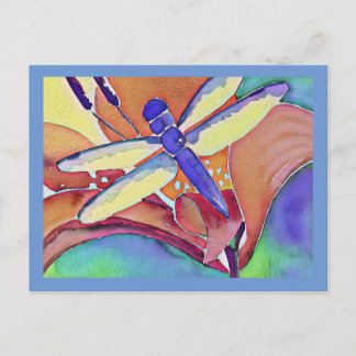 Carte postale de l'aquarelle Dragonfly