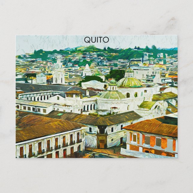 Carte postale de l'aquarelle Quito Ecuador (Devant)