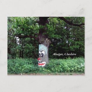 Carte postale de l'arbre avec un visage à Alsager
