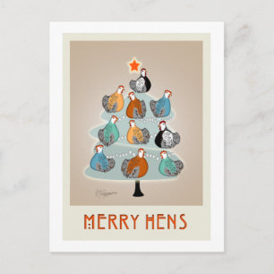 Carte postale de l'arbre de Noël des poules Joyeus