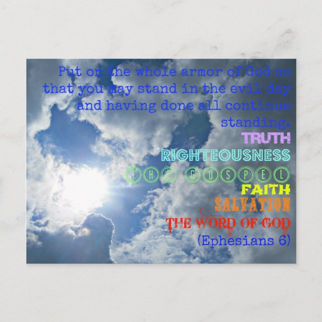 Carte postale de l'armure de Dieu (Devant)