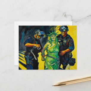 Carte postale de l'arrestation de la Statue de la 