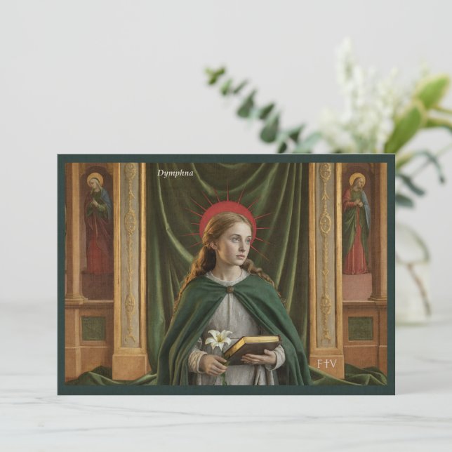 Carte postale de l'art catholique | Saint Dymphna (Debout devant)