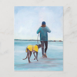 Carte postale de l'art de chien Greyhound Walking