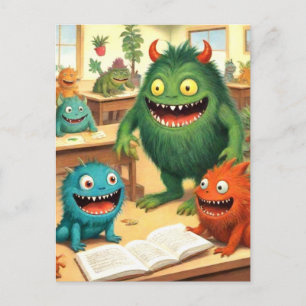 Carte postale de l'école des monstres mignons