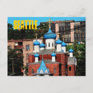 Carte postale de l'église grecque de Seattle