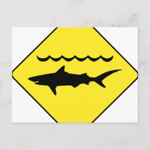 Carte postale de l'enseigne jaune "requins avertis