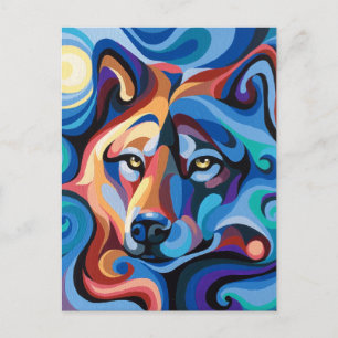 Carte postale de l'esprit du loup Swirl Spirits An