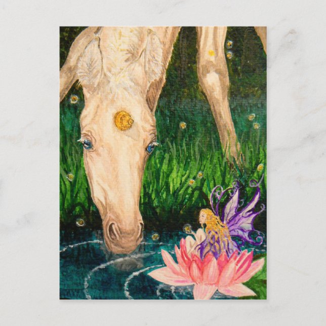 Carte postale de l'étang magique Unicorne et Imagi (Devant)