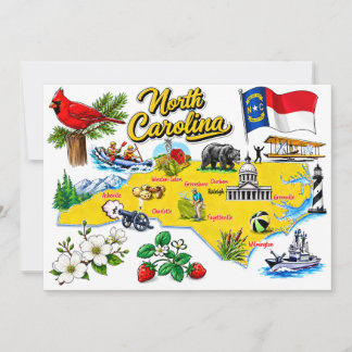 Carte postale de l'État de Caroline du Nord à l'aq