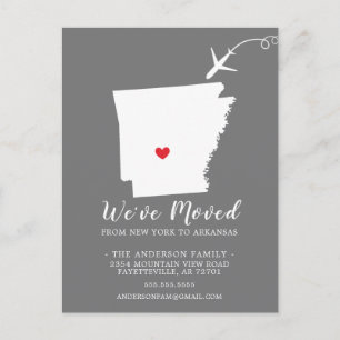 Carte postale de l'État de déménagement ARKANSAS