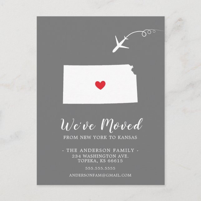 Carte postale de l'État de déménagement KANSAS (Devant)