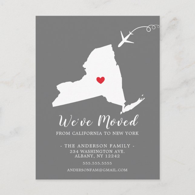 Carte postale de l'État de déménagement NEW YORK (Devant)