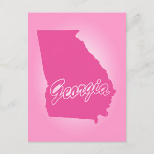 Carte postale de l'État de Géorgie rose