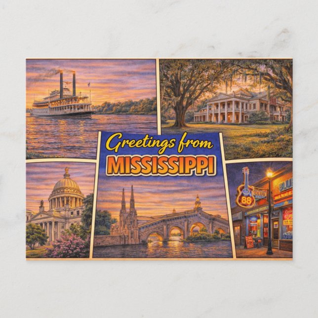 Carte postale de l'État du Mississippi (Devant)