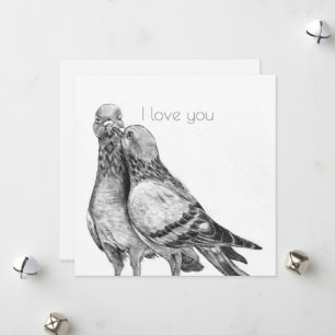 Carte postale de l'étreinte de pigeons