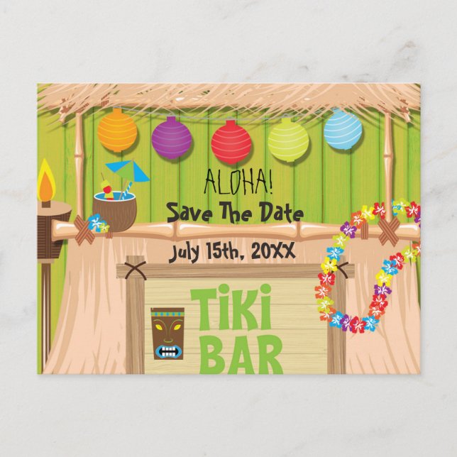 Carte postale de l'événement de la fête tiki hawaï (Devant)