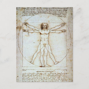 CARTE POSTALE DE L'HOMME DE VITRUVE DE LÉONARD DE 