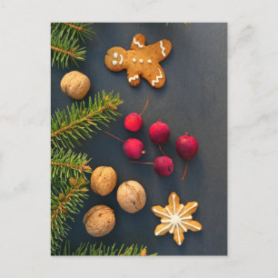 Carte postale de l'homme en pain d'épice de Noël