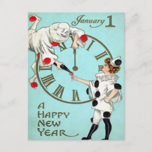 Carte postale de l'horloge du Nouvel An victorien 