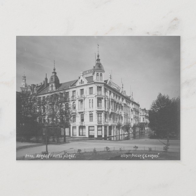 Carte postale de l'hôtel Bergen vintage (Devant)