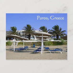 Carte postale de l'île de Paros, Grèce Parasols