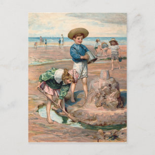 Carte postale de l'illustration de plage Vintage K