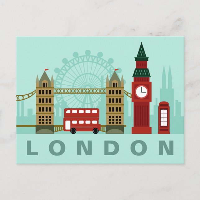 Carte postale de l'illustration mignonne Londres (Devant)