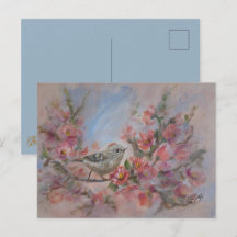 Carte postale de l'oiseau roitelet à couronne rubi