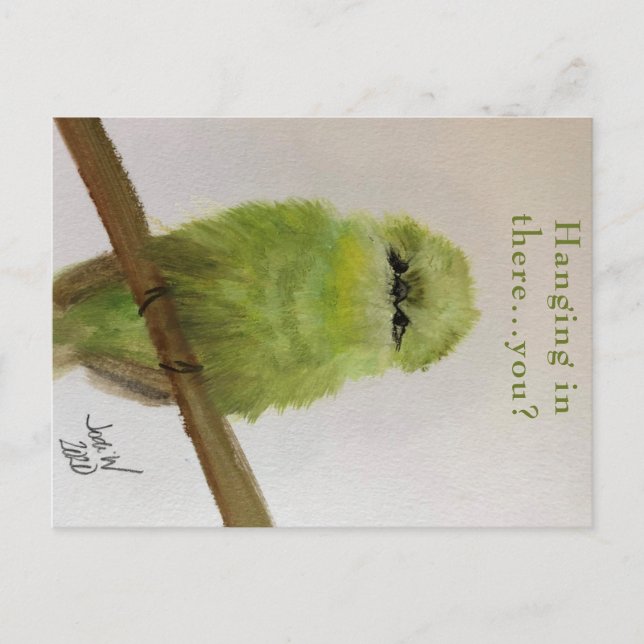 Carte postale de l'oiseau vert "Ça va...et toi? (Devant)