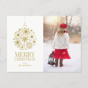 Carte postale de l'ornement Gold Snowflake