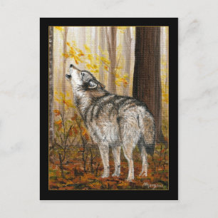 Carte postale de loup hurlant