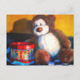 Carte postale de l'ours brun avec tambour rouge