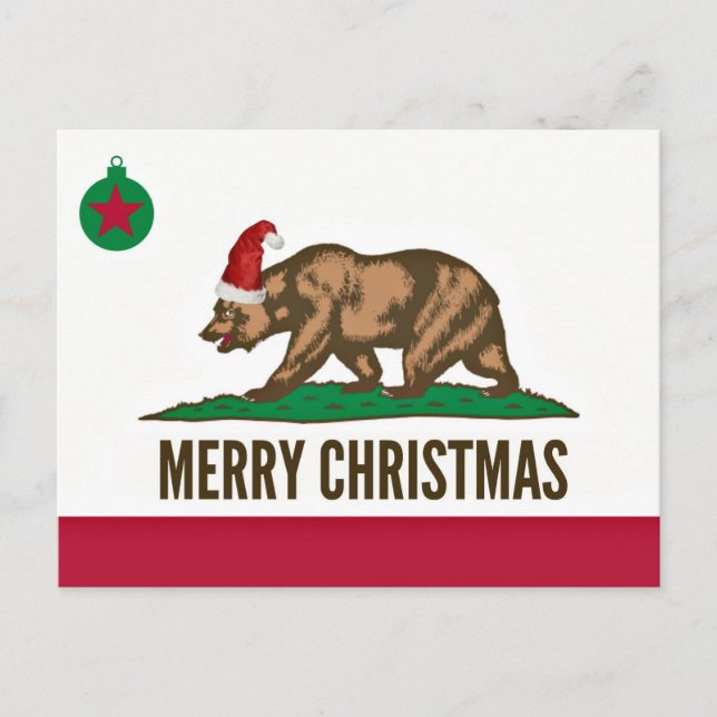 Carte postale de l'Ours de Noël de l'État de Calif (Devant)