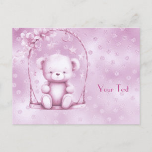 Carte postale de l'ours en peluche rose
