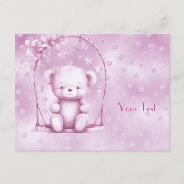 Carte postale de l'ours en peluche rose (Devant)