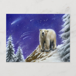 Carte postale de l'ours polaire Northern Lights