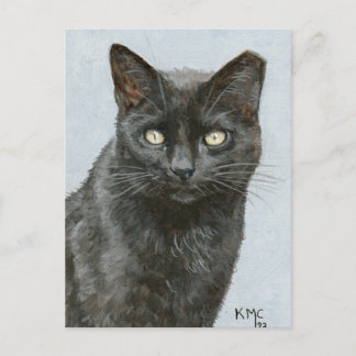 Carte postale de ma peinture d'un chat noir