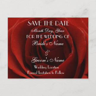 Carte postale de mariage 'Classique Rose Rouge Sau