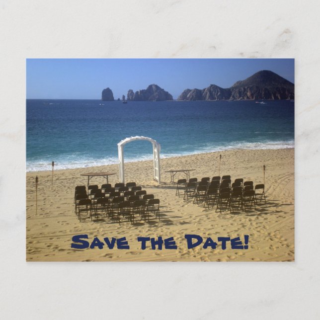 Carte postale de mariage de plage de destination E (Devant)