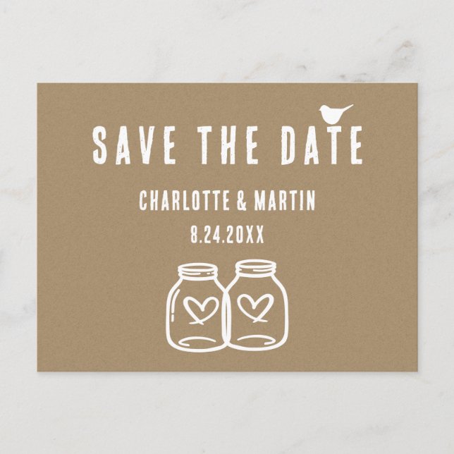 Carte postale de mariage en papier kraft rustique  (Devant)