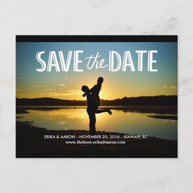 Carte postale de mariage 'Romantic Save the Date' (Devant)