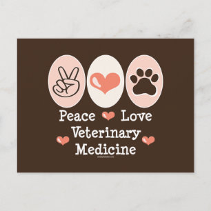 Carte postale de médecine vétérinaire Peace Love