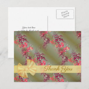 Carte postale de Merci à motifs floraux assez rose